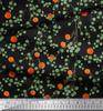 Soimoi Black Japan Crepe Satin Fabric Leaves & Orange Fruits Print Fabric by Metre 42 Inch
