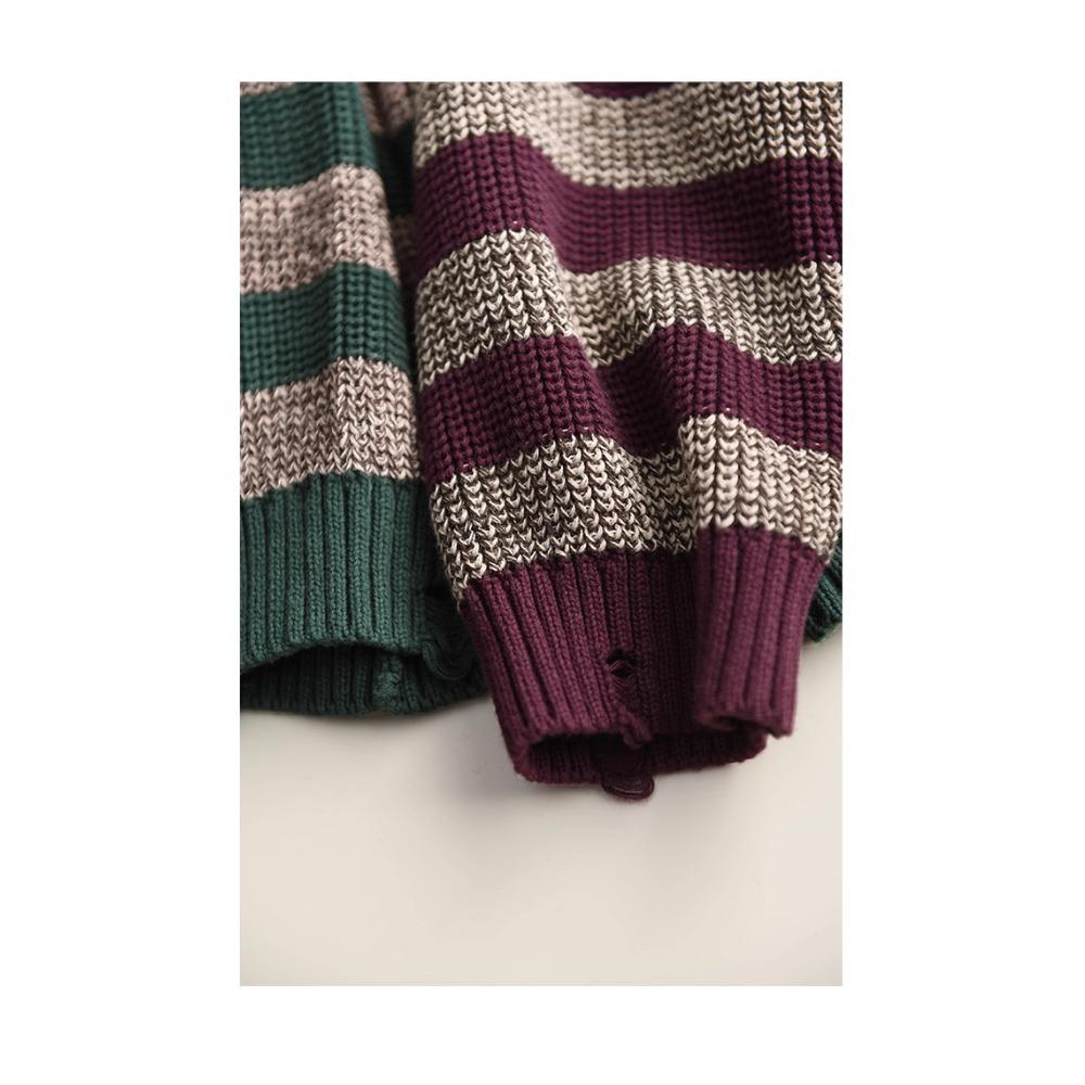 DIMANAF 2025 Winter New Striped Cardigan Jacket Women Sweaters Coat Wadded  Knitting Pockets Sweater