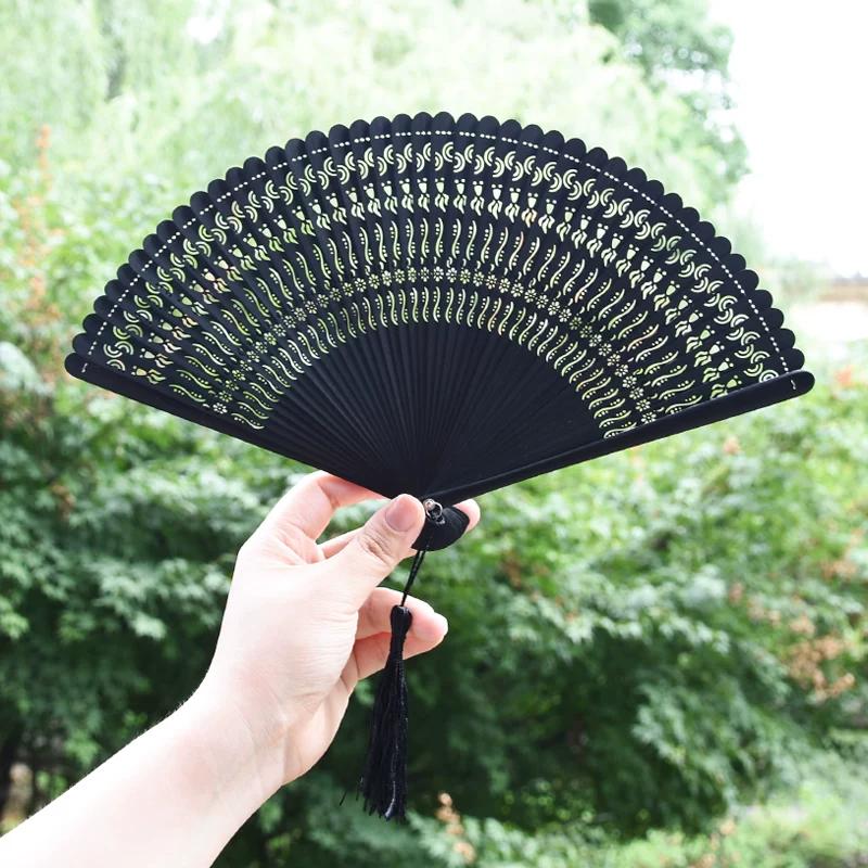 Dream Lotus Mini Japanese-Style Handheld Full Bamboo Fan Hanfu Mamian Skirt Dance Qipao Portable Folding Fan Girl Group Folding Fan