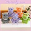 Hippo Stuffed Animal Plush Toy Cartoon Bow Doll Multiple Colors Gift Children