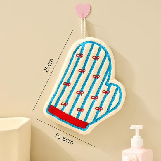 Hand Towel with Hanging Loop Bathroom Hand Towel Lint Shedding Free Cute Kettle Glove Absorbent Towel for Wiping Hands Kitchen Bathroom Use