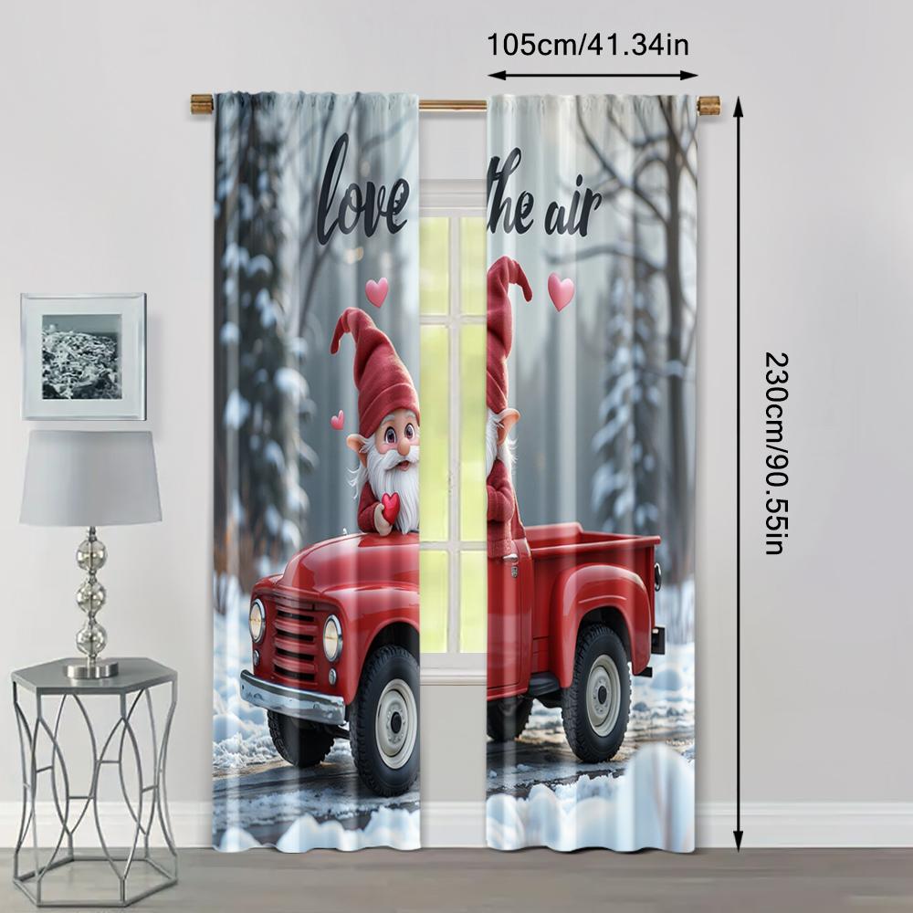 2pcs, Light Filtering Curtains Valentine's Day Polyester Woven (without rod) Stuff Clearance Ldeal for Bedroom, Living Room,
