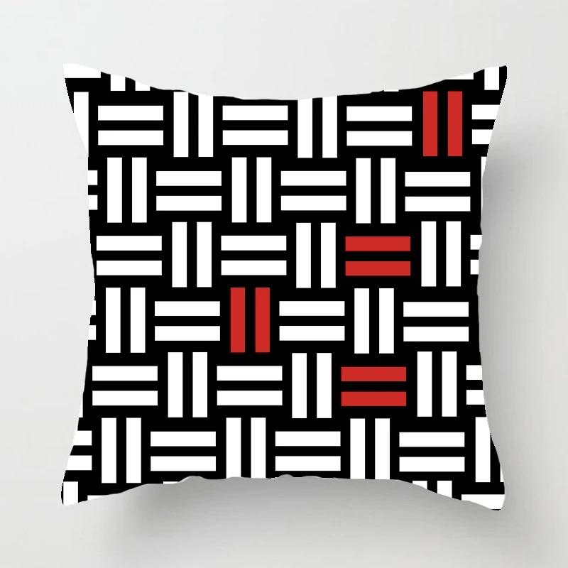Black and Red Geometric Decorative Pillowcases Living Room Office Home Pillowcases Car Ornaments