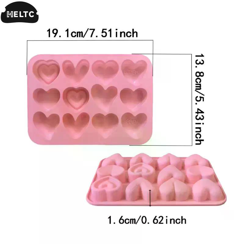 Silicone 12 Consecutive 6 Heart Shaped Chocolate Baking Mold Valentine's Day Candy Jelly DIY Cookie Cake Baking Tool