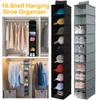 Organisateur à chaussures suspendu à 10 étagères Tissu non tissé Étagères à chaussures suspendues Polyvalent Pliable Rangement pour chaussures Gain de place