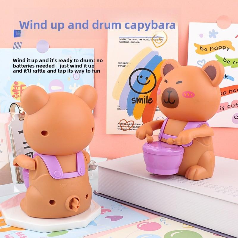 Drumming Capybara Clockwork Toy With Plastic Parts For Development Cognitive