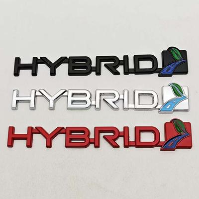 3D Metal Car Styling Logo HYBRID Badge Rear Trunk Emblem Fender Side Sticker For HYBRID Auto Accessories KT7