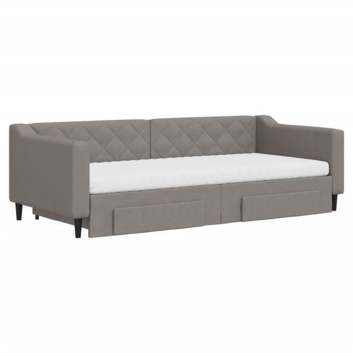 VidaXL Daybed with Trundle and Drawers Taupe 90x200 Cm Fabric 3197483