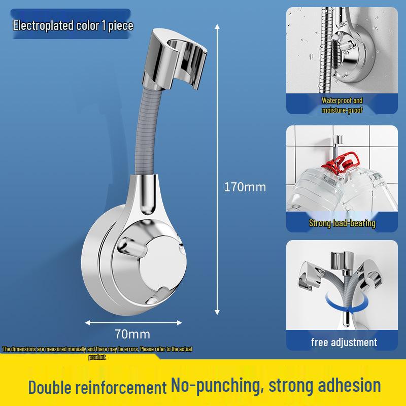 No-Drill Suction Cup Shower Head Holder with Movable Silicone Base