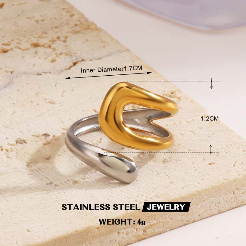 

Stainless Steel Gold Copper Color Geometric Open Rings for Women Fashion Irregular Adjustable Personality Rings Zircon Gifts