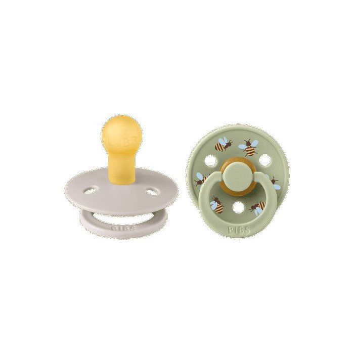 Sucette bébé - BIBS Studio Colour - Ronde - T1 - Caoutchouc naturel - Mushroom Mix - Pack de 2
