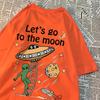 Let's Go To The Moon Alien Ufo Herren T-Shirt Baumwolle Locker Tops Locker Rundhals T-Shirts Lässig Atmungsaktives T-Shirt Partnerkleidung