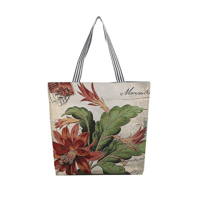 Ethnic Style Canvas Bag For Women With Linen Material And Zip Closure For Casual Daily Use
