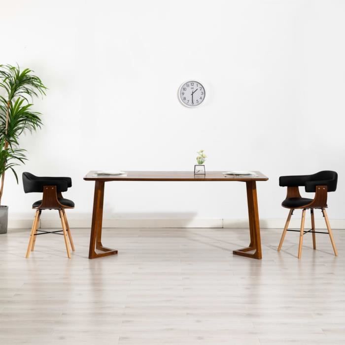 VidaXL Chaises de salle à manger 2 pcs Noir Similicuir et bois courbé