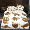 Cartoon Sloth Duvet Cover King Queen Funny Animal Bedding Set for Cool Wildlife Polyester Quilt Cover Boys Birthday
