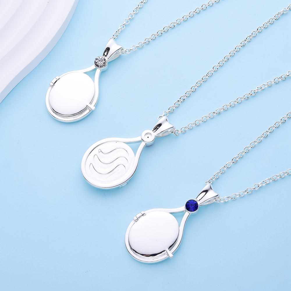 H2O Locket Pendant Necklace Mermaid Silver Color with Crystal Just Add Water Necklaces TV Movies Jewelry for Women Girls