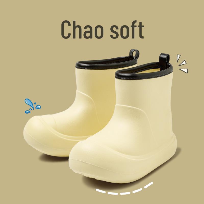Korean-Style Chunky Heel High-Top Rain Boots for Women - Spliced Candy Color, Thick-Soled Rubber Shoes for All Seasons