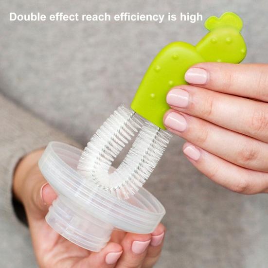 1 Set Cleaning Brush Comfortable Grip Easy To Use Cactus Shape Cup Washing Brush with Storage Base Daily Use