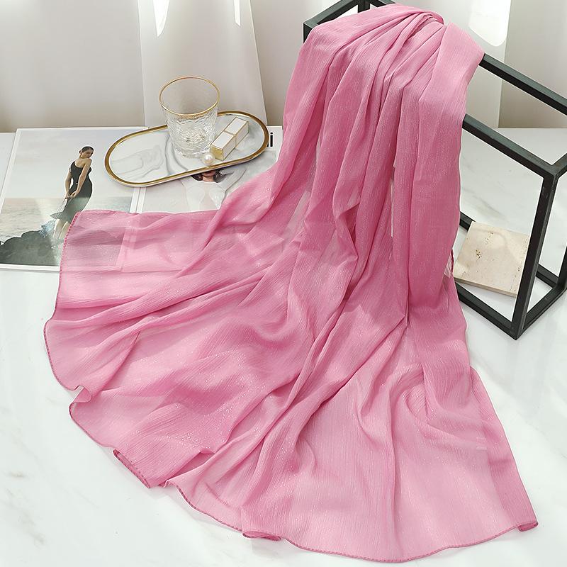 170X70Cm Silk Scarf Shawl Solid Southeast Asian Headscarf Large Travel Shawl Versatile Textured Chiffon Scarf Wrap Poncho Hijabs