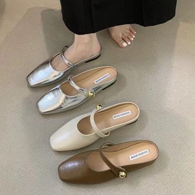 Französische High-End-Tasche Kopf Halbschuhe Damen Sommer 2025 neu Oberbekleidung flache Sohle Retro Nische Muller Schuhe
