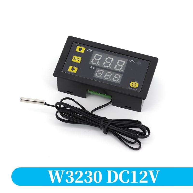 W3230 DC 12V 24V 110V 220V AC Digital Temperature Controller LED Display Thermostat With Heating Cooling Switch NTC Sensor DC12V