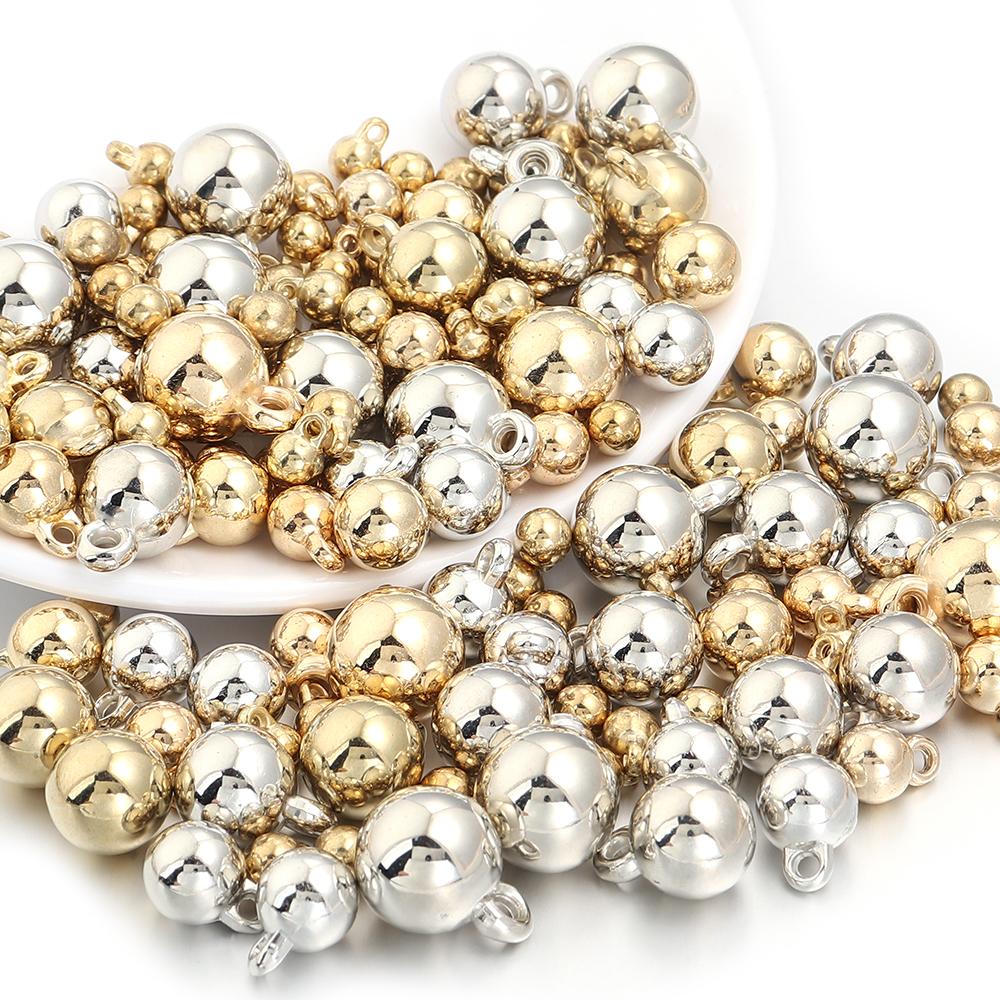 10-500pcs 4/5/6/8/10/12/14/16mm CCB Beads With Hanging Round Loose Spacer Bead For Jewelry Making DIY Bracelet Necklace Supplies