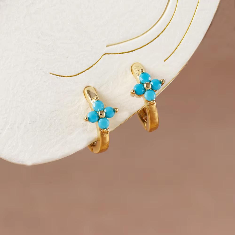 Fashion 6/8/10mm Stainless Steel Zircon Flower Hoop Earring Small Gold Color Circle Hoops Huggie Piercing Earring Trendy Jewelry