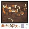 12 X 10Inch Wooden United States Map Puzzle with Elements Sticker & Pins for Home Kitchen Office Couples and Families Gift