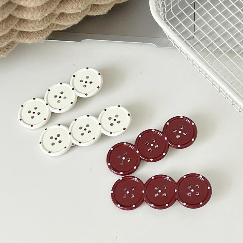 Stylish Triple Dot Hair Clip With Button Detail Nonslip Duckbills Design For Women Girls Korean Styles Fashion Accessories