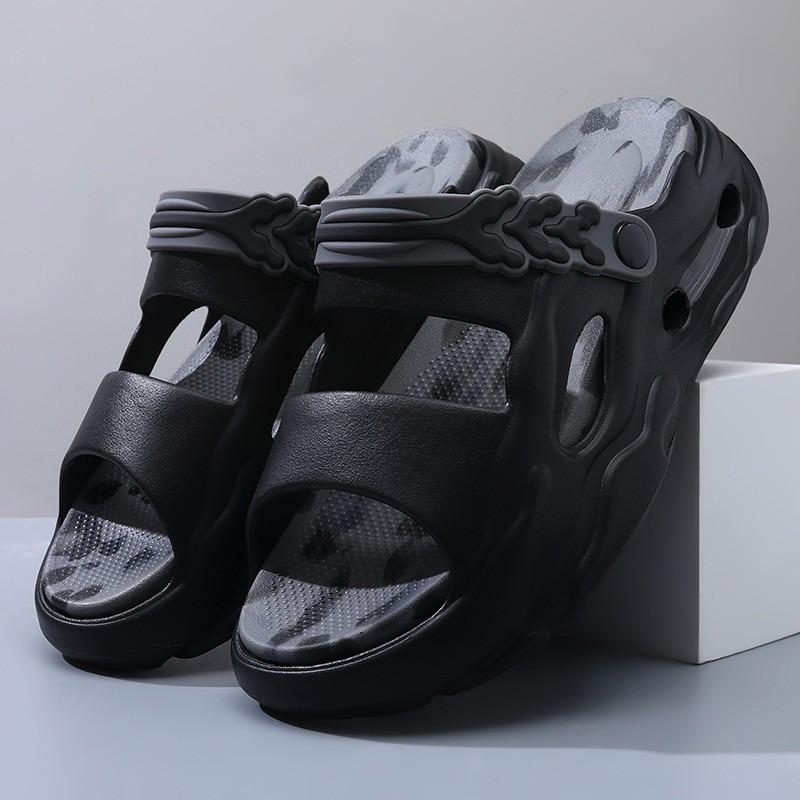 

Пара сандалий лето новая носка пляжные шлепанцы большой размер повседневные сандалии шлепанцы мужчины 44-45 черный серый