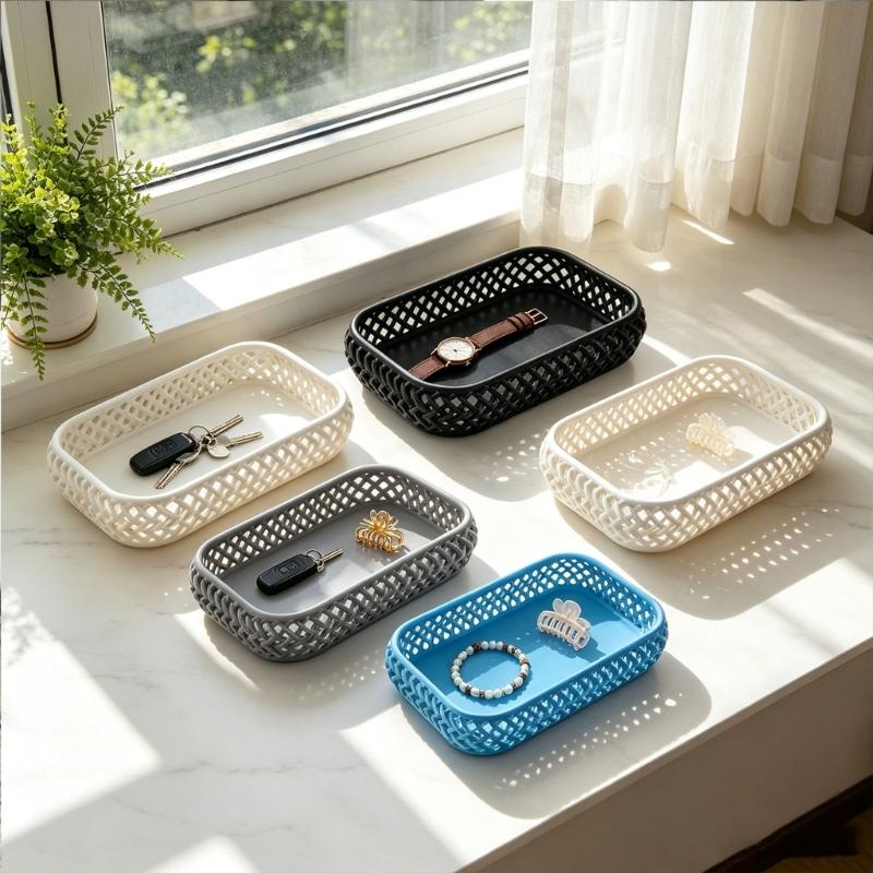 Stylish Multifunctional Organizer Tray Perfect For Home Office Decoration Plastic Storage Basket For Small Items