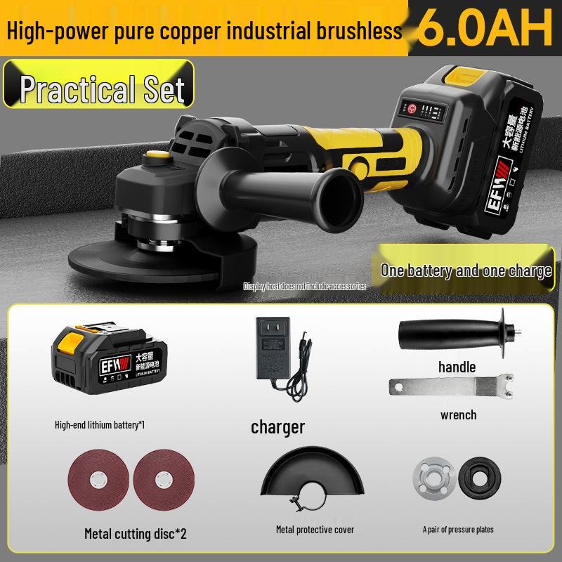 High-Power Brushless Cordless Angle Grinder: Multi-functional Lithium Battery Cutting & Polishing Tool