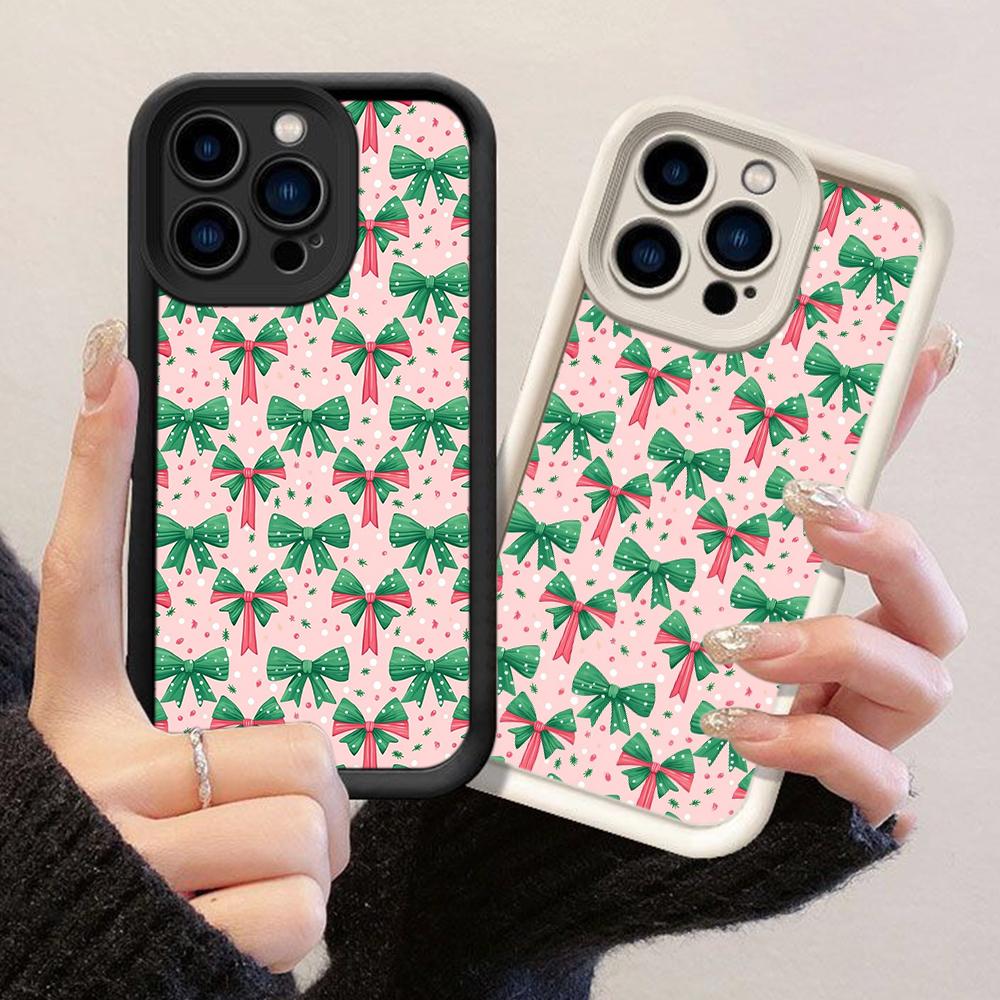 JT161 Christmas Snowman Bow for iPhone 17 16 15 14 Pro Max Samsung S26 S25 Ultra A17 A16 A07 A56 A06 Xiaomi 15T Redmi 15c 14C Note 14 13 Soft TPU Case