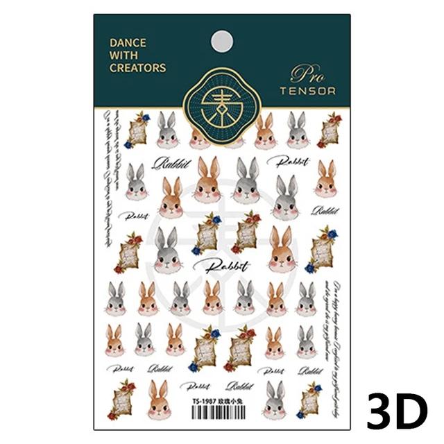 Lovely Strawberry Rabbit Cartoon 5D Embossed Reliefs Self Adhesive Nail Art Decorations Stickers 3D Manicure Decals