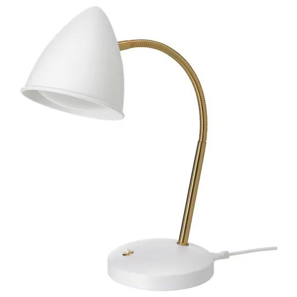 IKEA ISNALEN LED Work Lamp, 37 cm, White/Brass (605.143.70)