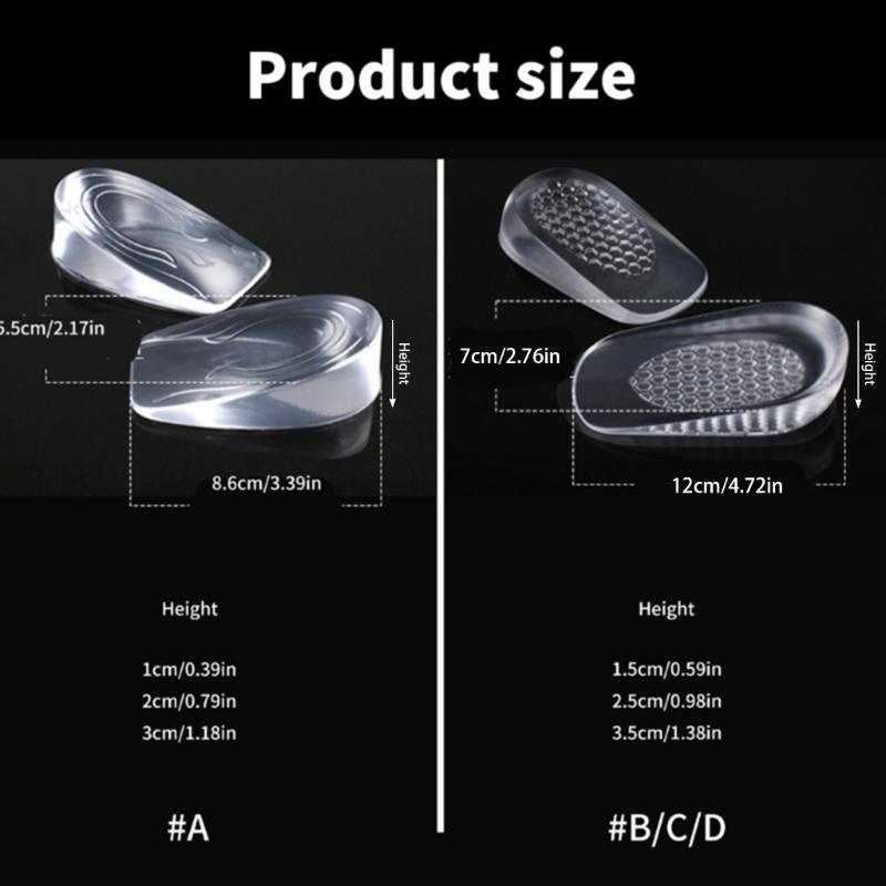 Gel Heel Spurs Insoles for Flat Feet and High Arch Relief Invisible Height Increase Pads Heel Cushions Inserts for Shoes