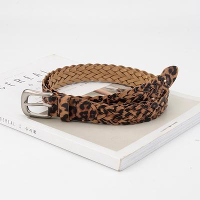 Leopard Leather Woven Belt Women's Pin Buckle Fashion Versatile Trend Personalized Women's Belt