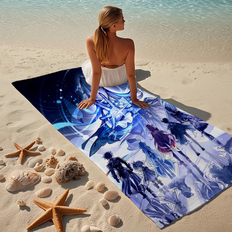 Proof Beach Towel with a Genshin Impact Navelette Pattern - Soft,absorbent,quick-drying,machine Washable - Perfect for Swimming,camping,bathing