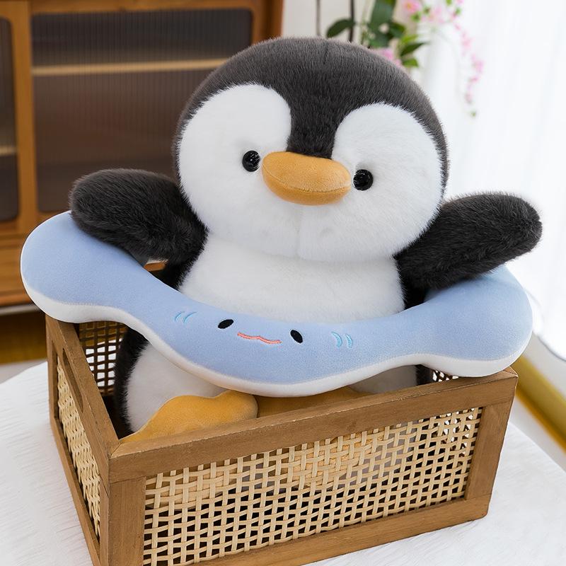 Penguin Plush Toy Cartoon Swim Ring Pillow for Children