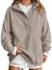 Autumn/Winter Velvet Zipper Pullover Henley Hoodie for Women
