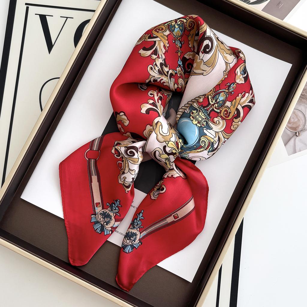 Luxury  Leopard Print Square Scarf Women'S Imitation Silk Scarf Casual Versatile Decoration Small Neck Scarf 70Cmx70Cm