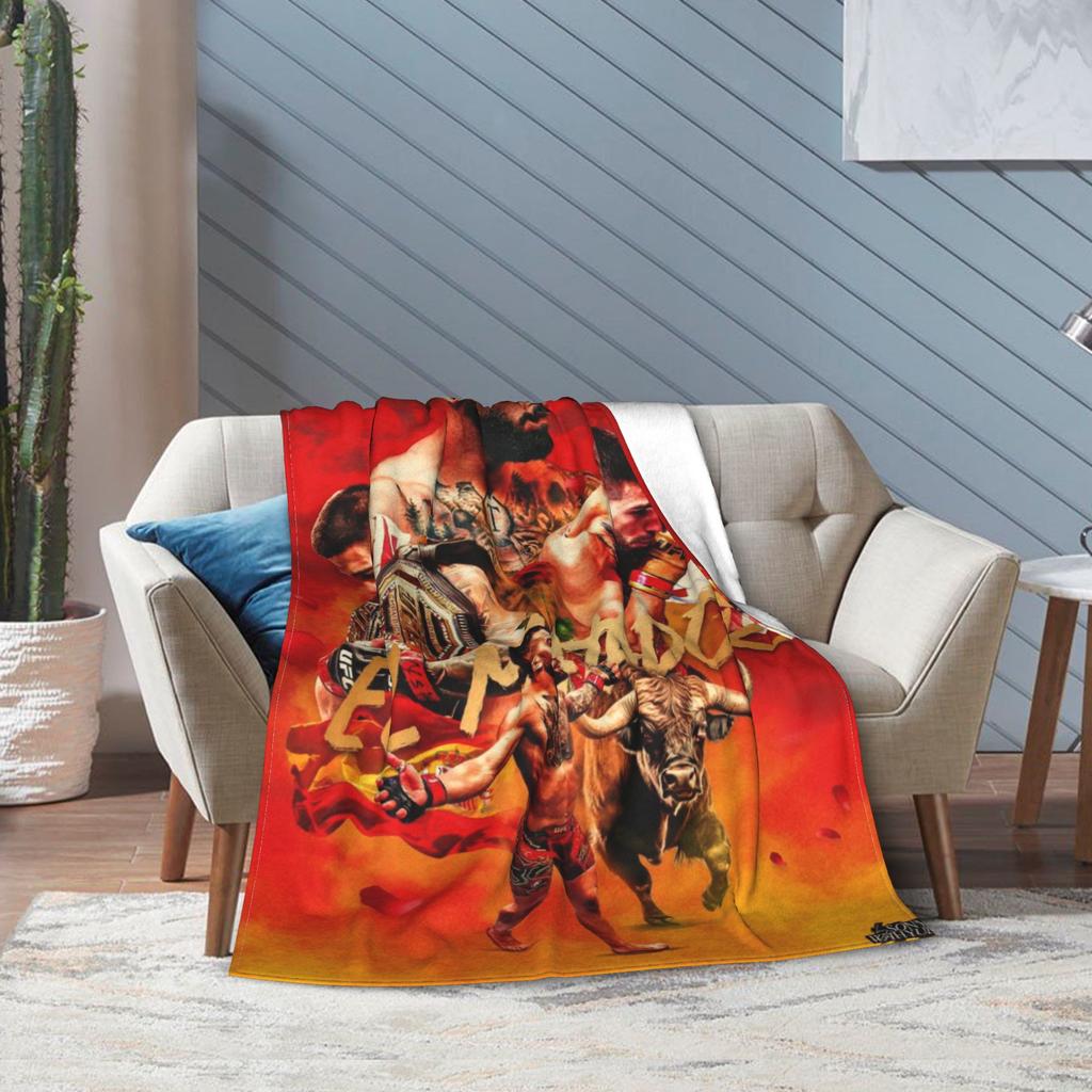 Ilia Topuria Wrestling Wrestler Blanket Multiple Sizes Warm Cozy Fluffy Throw Blankets for Couch Sofa and Bed