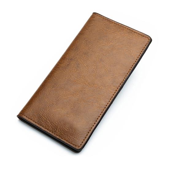 Men Long Wallet Slim Card Wallet with Multiple Card Slots ID Card Window Artificial Leather Bifold Wallet Gift for Dad хаки