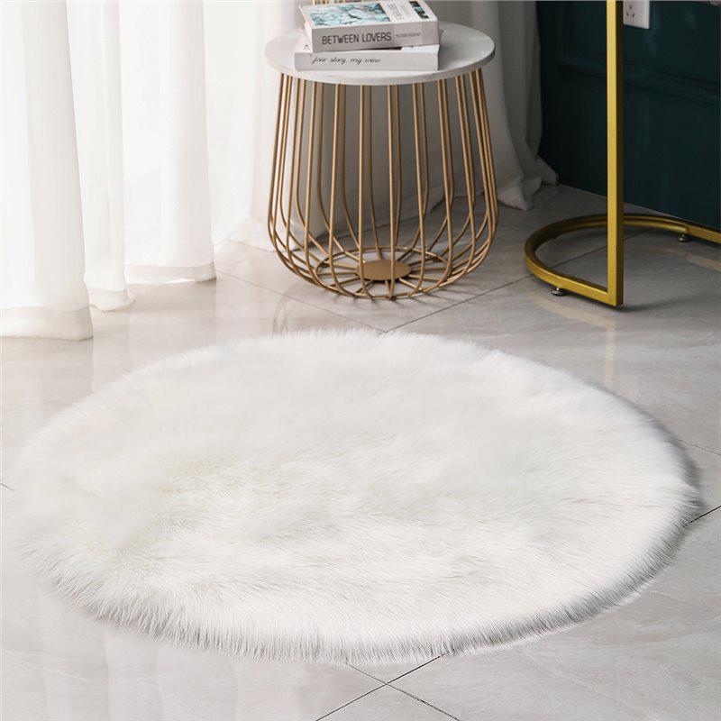 Modern Plush Round Faux Wool Floor Mat for Computer Chairs and Bedrooms