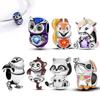 Charmscopperanimal Pet Series Charm Penguin Owl Hugging Heart Beads For Women'S Bracelet Diy Jewelry Making Gift