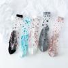 5Pairs Elastic Socks Crystal Glass Silk Ultrathin Lace Literary Sale Summer Transparent Jacquard Short Socks