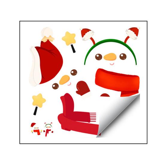 Reusable Holiday Scene Decor Christmas Snowman Static Glass Stickers, Simple Window Clings, Waterproof PVC Clings Decorative Sheets for Home