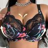 Intimo Sexy da Donna Taglie Forti con Pizzo Stampato a Forma di U Sollevante Beauty-Back Reggiseno