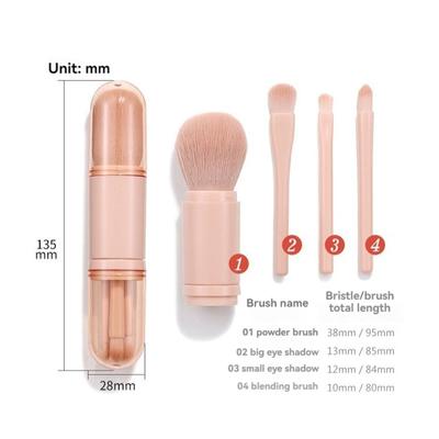 Tragbarer Puder Rouge Pinsel mit Abdeckung 4 in 1 Reise Kleines Set Make-up Lidschatten Teleskopisch Multifunktions Mini Make-up Werkzeug