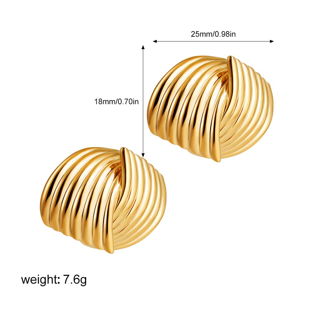 Creative Gold Plated Stainless Steel Round Geometric Earrings for Women Statement Geometric Studs Fashion Jewelry Waterproof